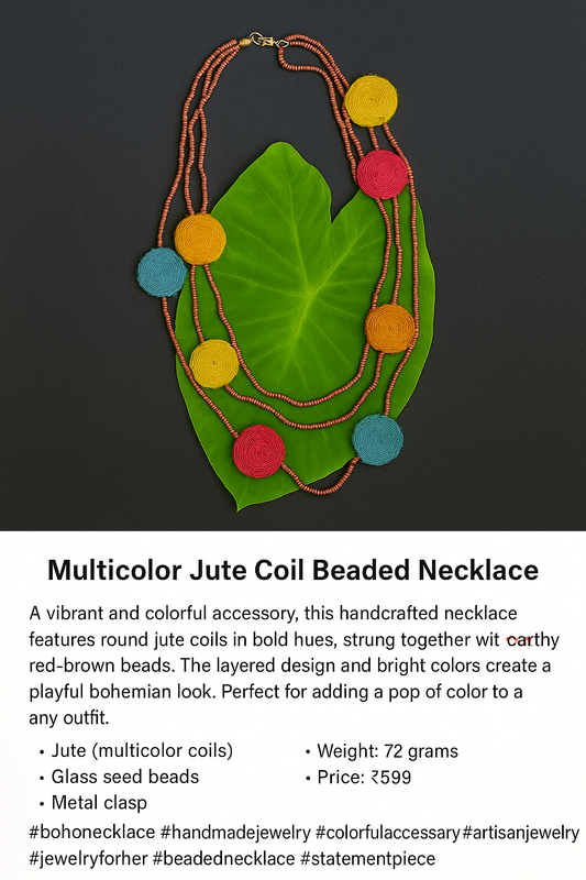 Vibrant Multicolor Thread & Bead Necklace