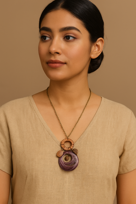 Boho Spiral Charm Pendant Necklace