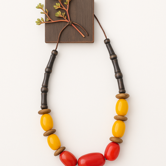 Bold Earthtone Tribal Beaded Necklace