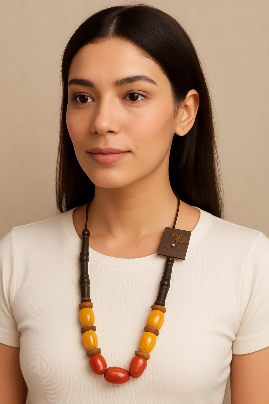Bold Earthtone Tribal Beaded Necklace
