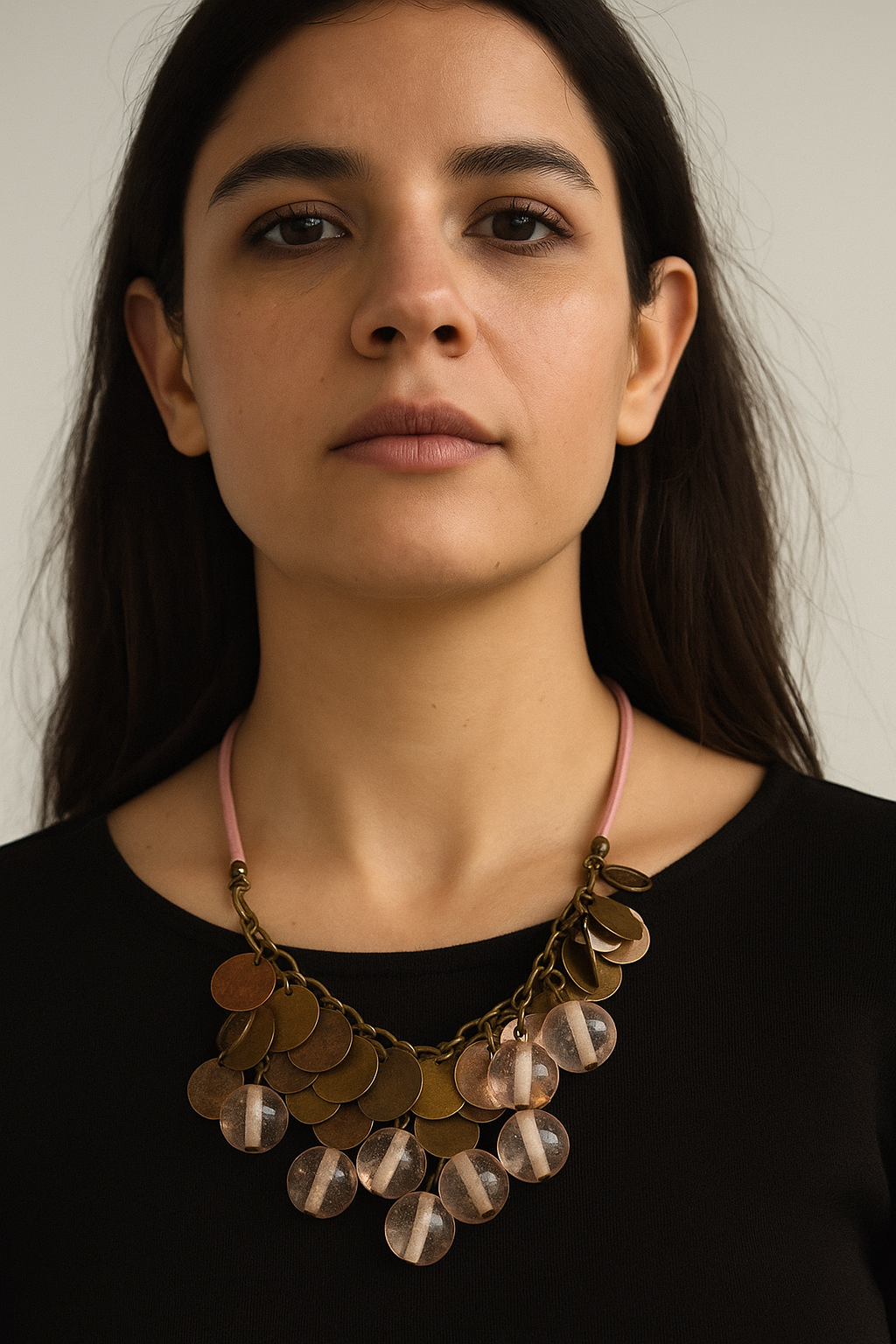 Rustic Charm Disc & Bead Statement Necklace