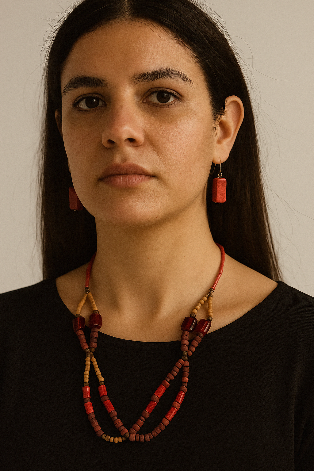 Bohemian Red Beaded Statement Necklace