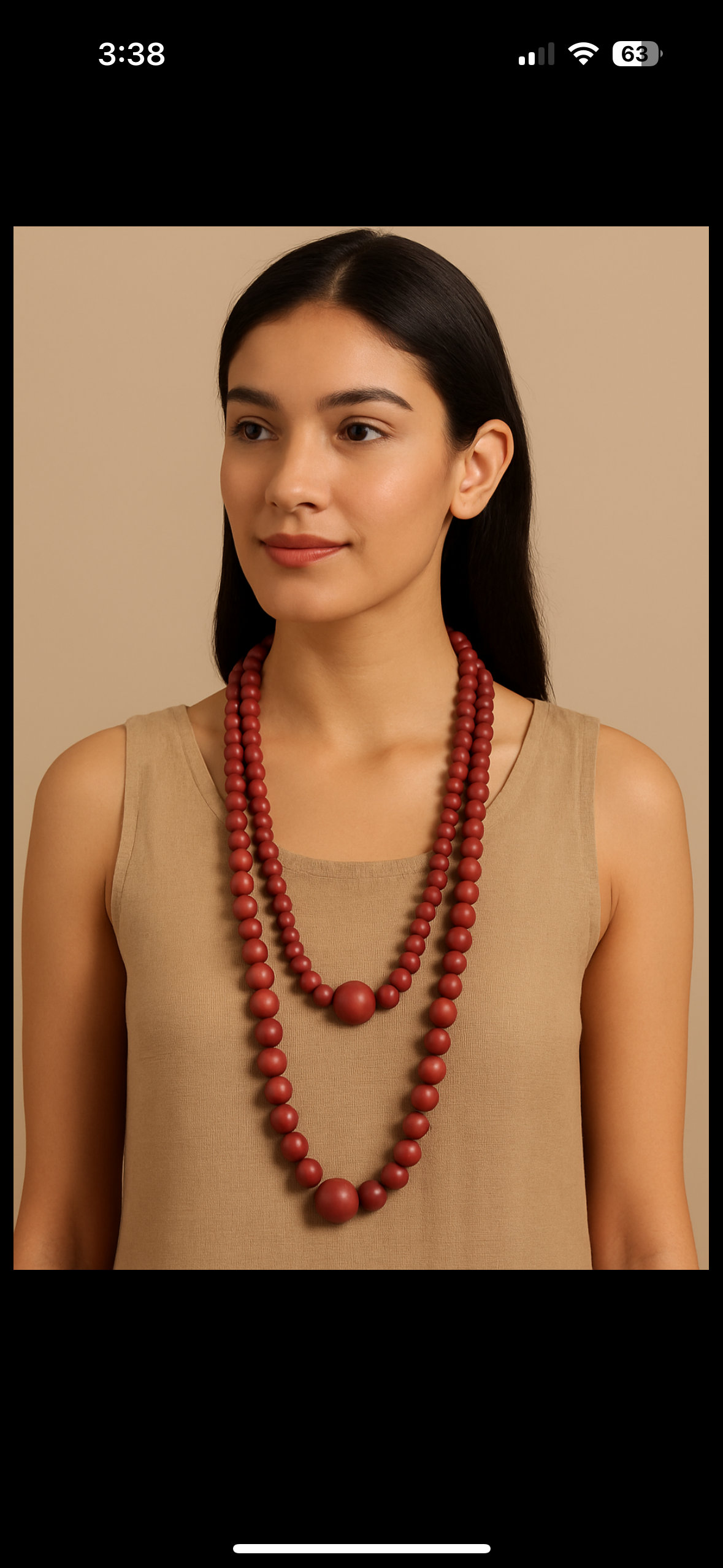 Matte Navy Blue Double-Layer Wooden Bead Necklace