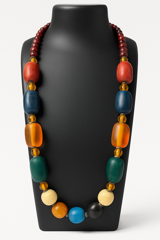 Vintage Chunky Multicolor Beaded Necklace – Bold Statement Jewelry