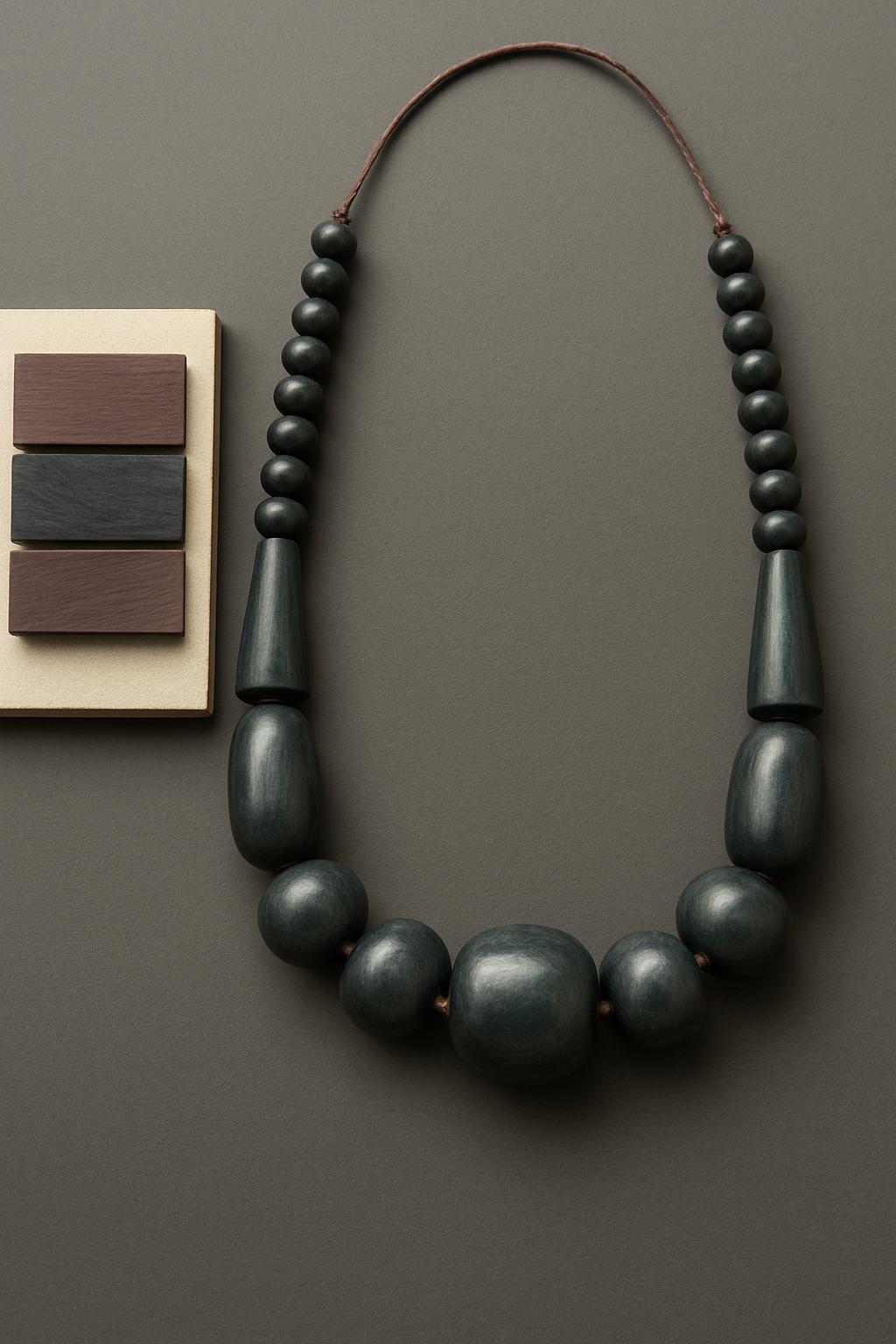 Handcrafted Ebony Bead Statement Necklace