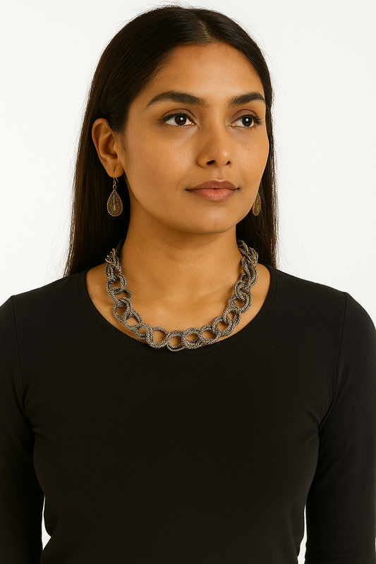Twisted Rope Chain Statement Necklace