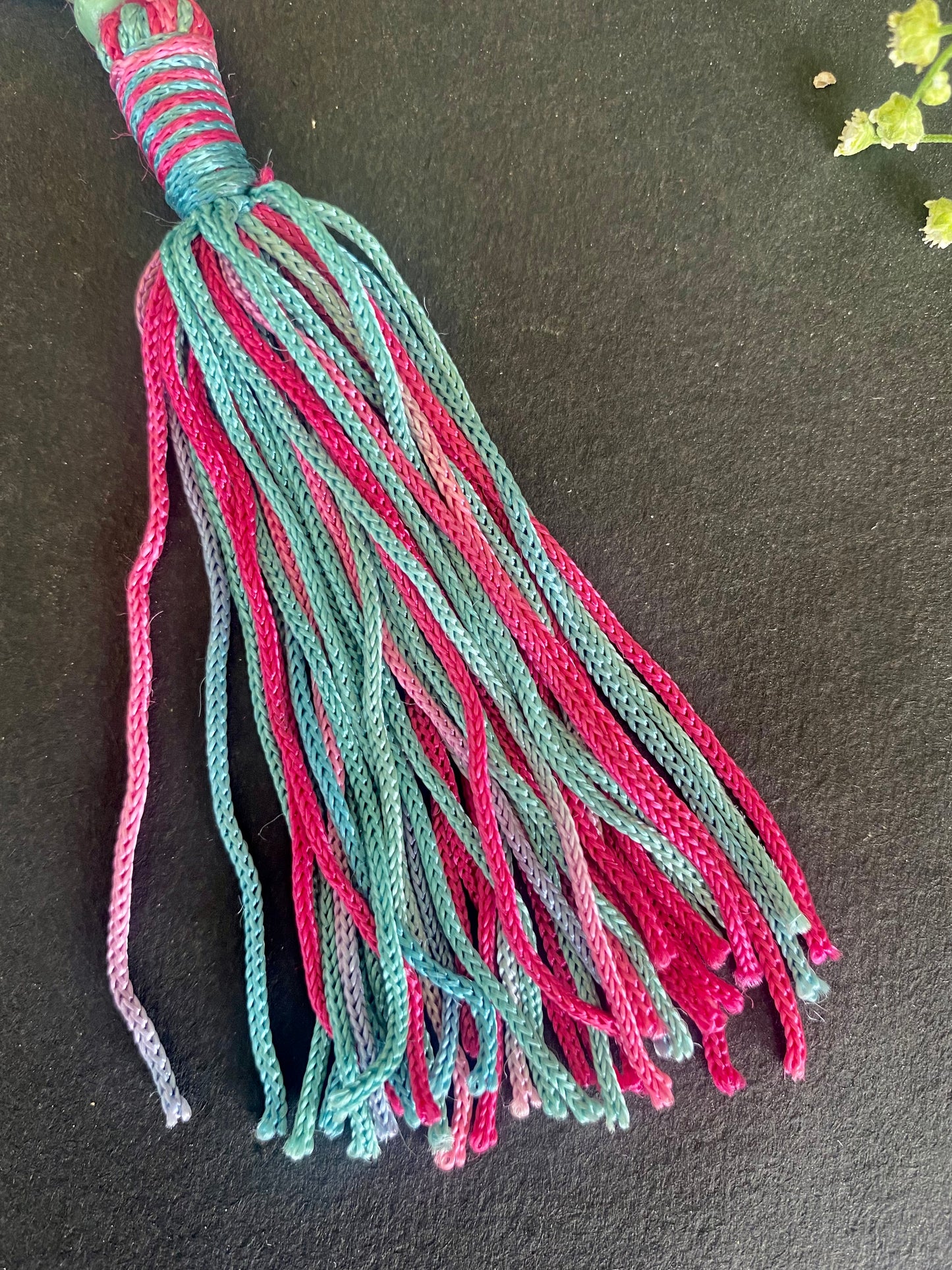 Turquoise & Pink Beaded Tassel Necklace