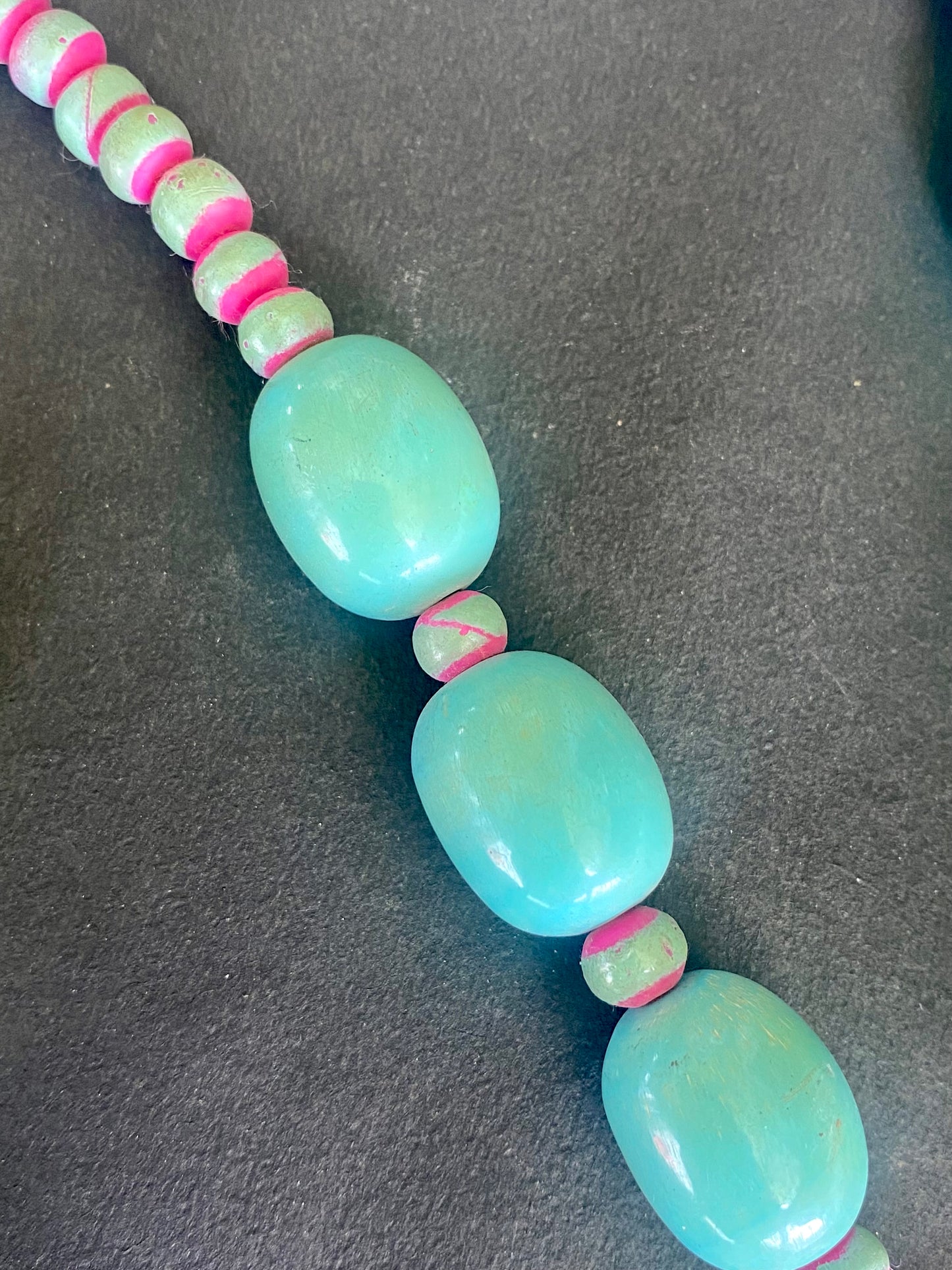 Turquoise & Pink Beaded Tassel Necklace