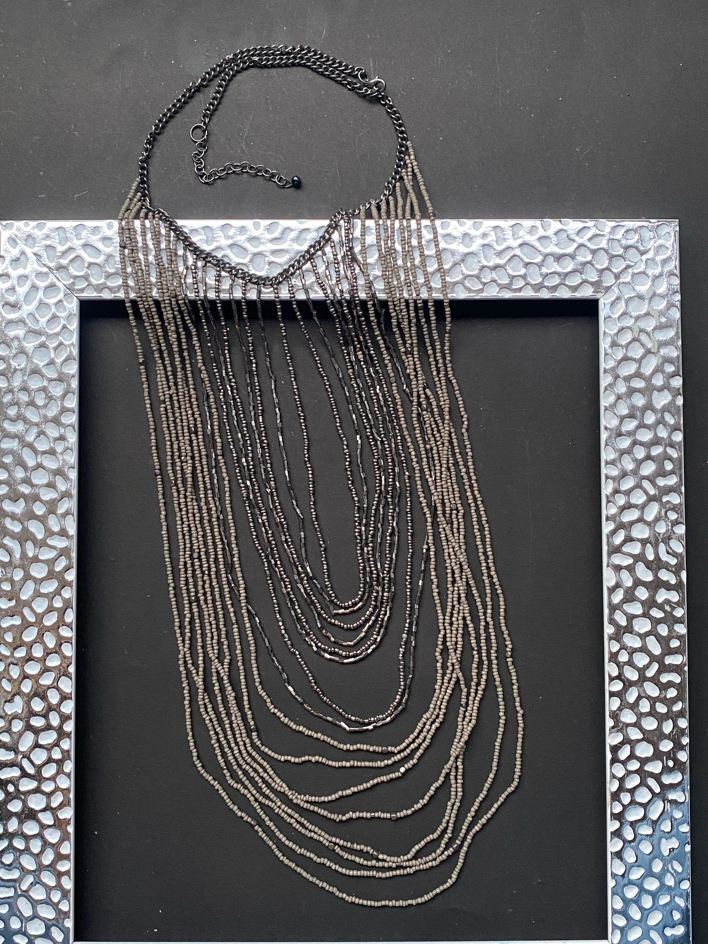 Midnight Cascade Beaded Layered Necklace