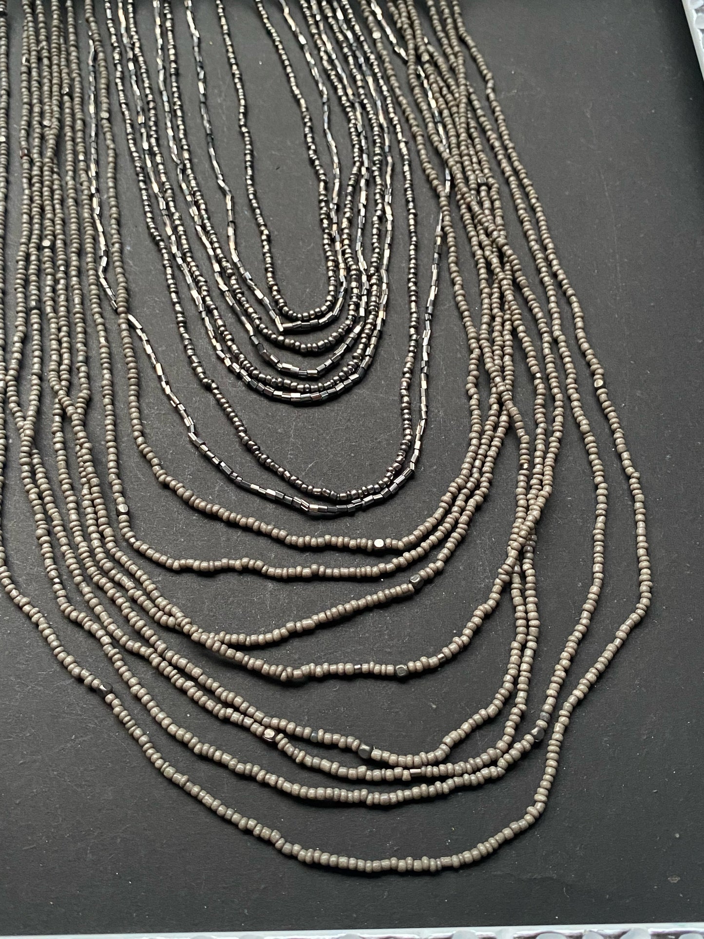Midnight Cascade Beaded Layered Necklace