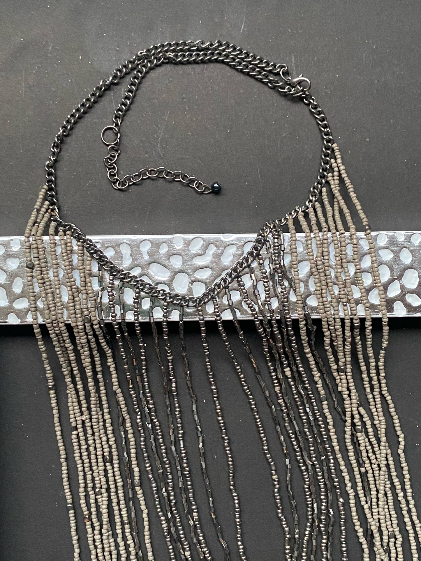 Midnight Cascade Beaded Layered Necklace