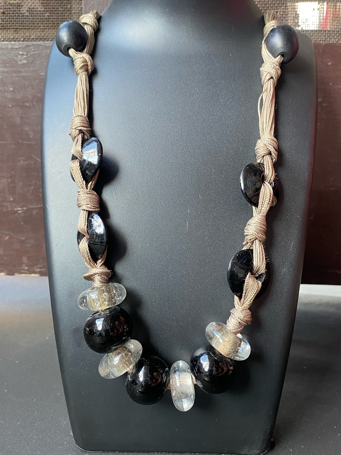 Hand-Knotted Earthstone Bead Necklace – Rustic Elegance