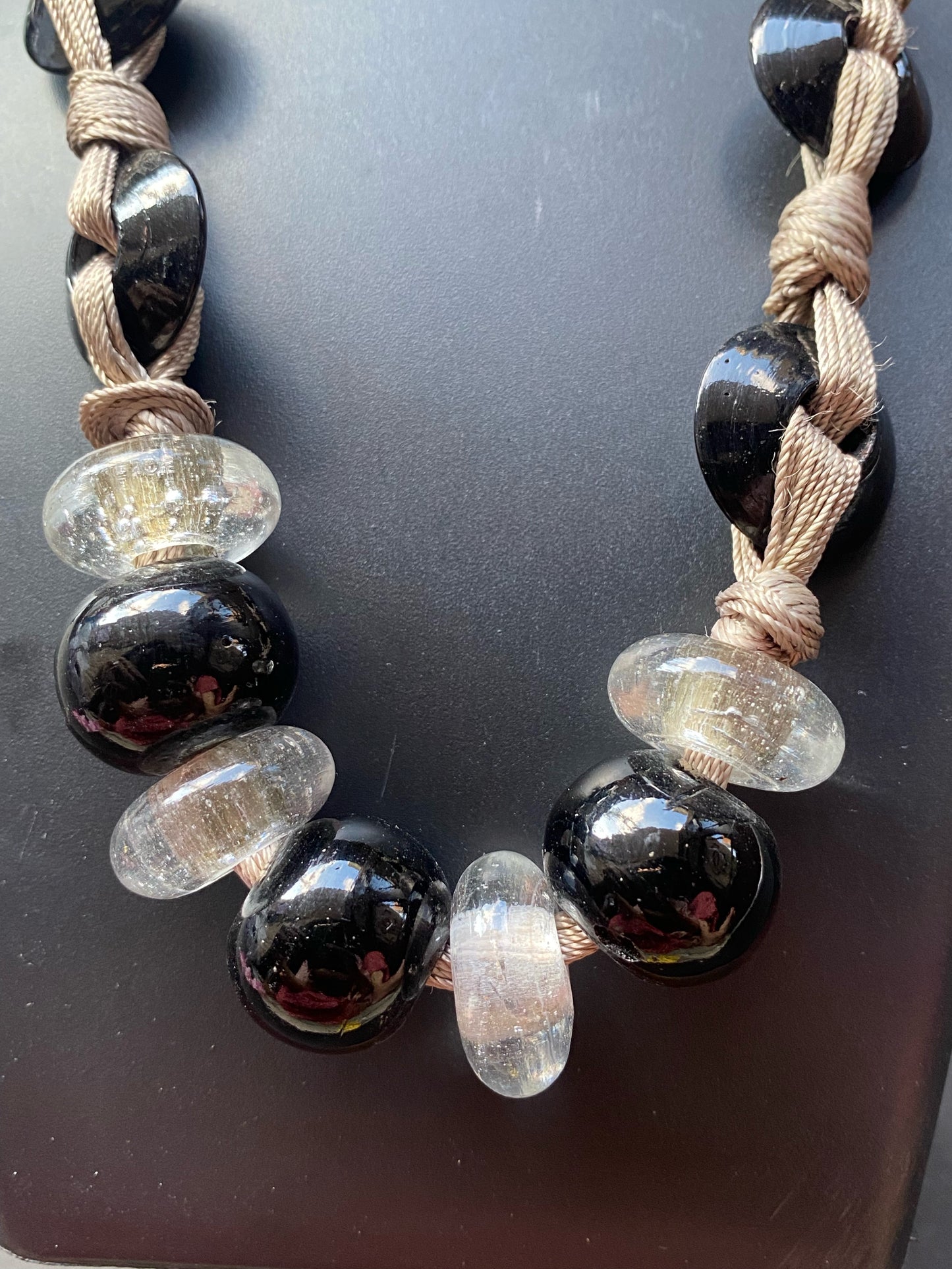 Hand-Knotted Earthstone Bead Necklace – Rustic Elegance