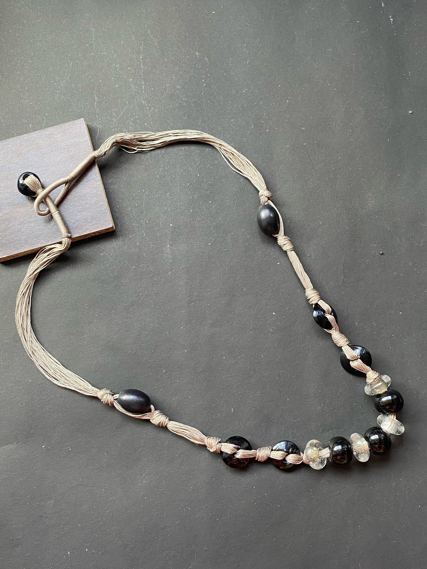 Hand-Knotted Earthstone Bead Necklace – Rustic Elegance